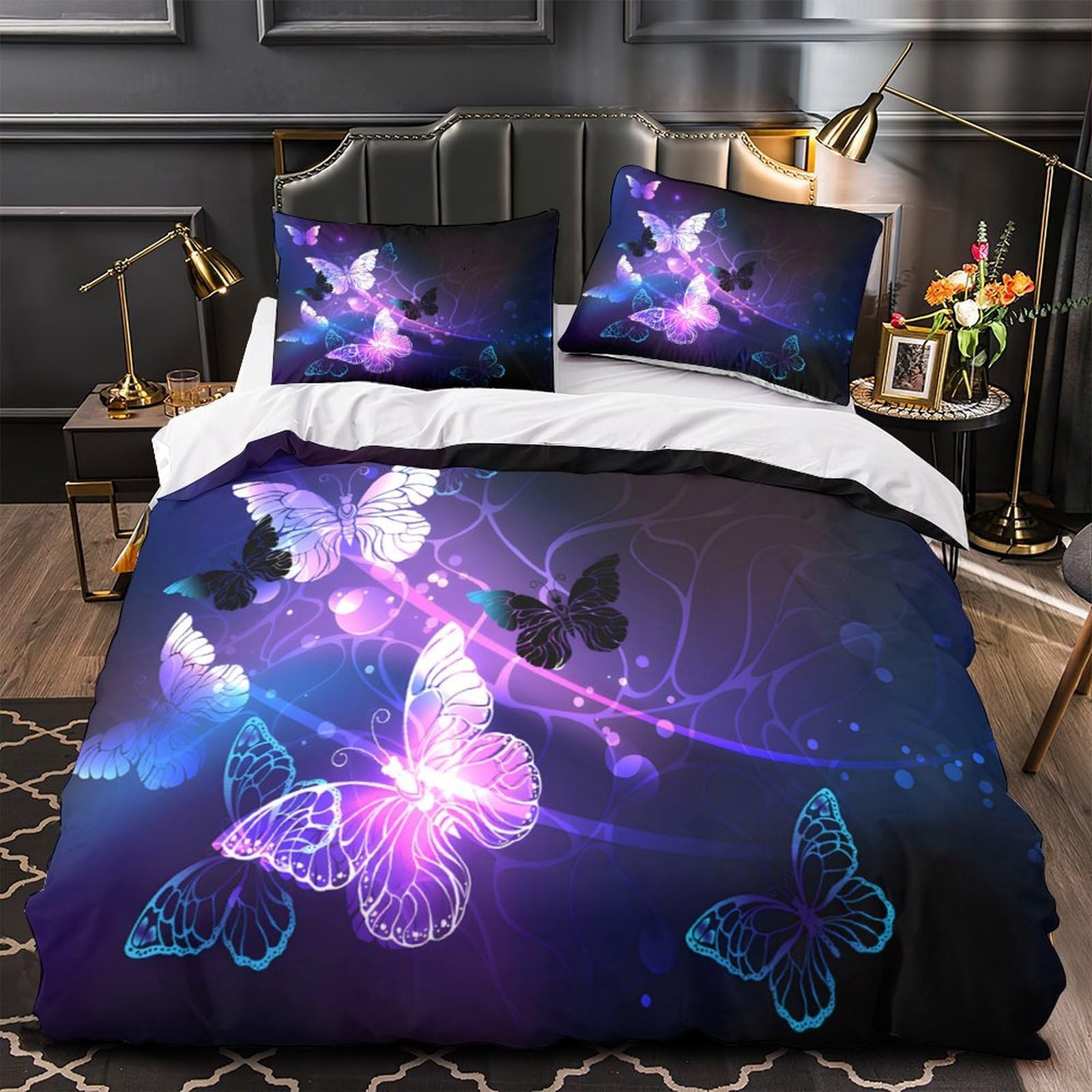 Housse de couette fermeture éclair papillon 140x200 confort absolu