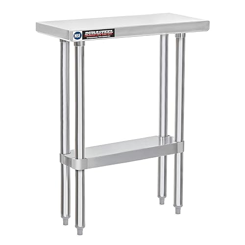 DuraSteel NSF - Mesa de cocina comercial, 30 x 12 pulgadas, estación de trabajo de isla de cocina de acero inoxidable con estante inferior