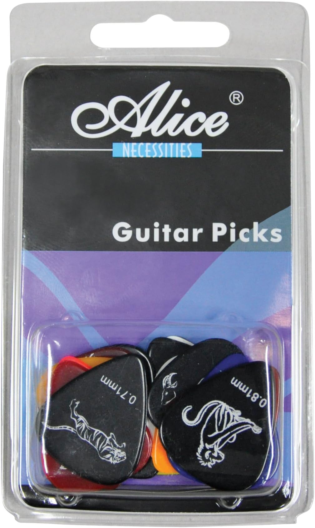 Celluloid Guitar Picks - Assorted gauges pack of 24 (animal themed design)