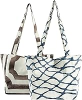 Vista 20 de HPD Half Price Drapes Bolsas de compras reutilizables para comestibles, paquete de 2 bolsas de algodón ligeras PRCT-GB81606-ST, verde Edina/mostaza