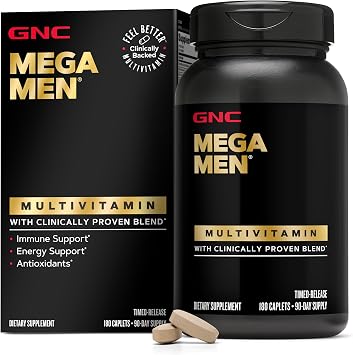 GNC Mega Men Multivitamin Caplets, Timed Release, 180 Caplets