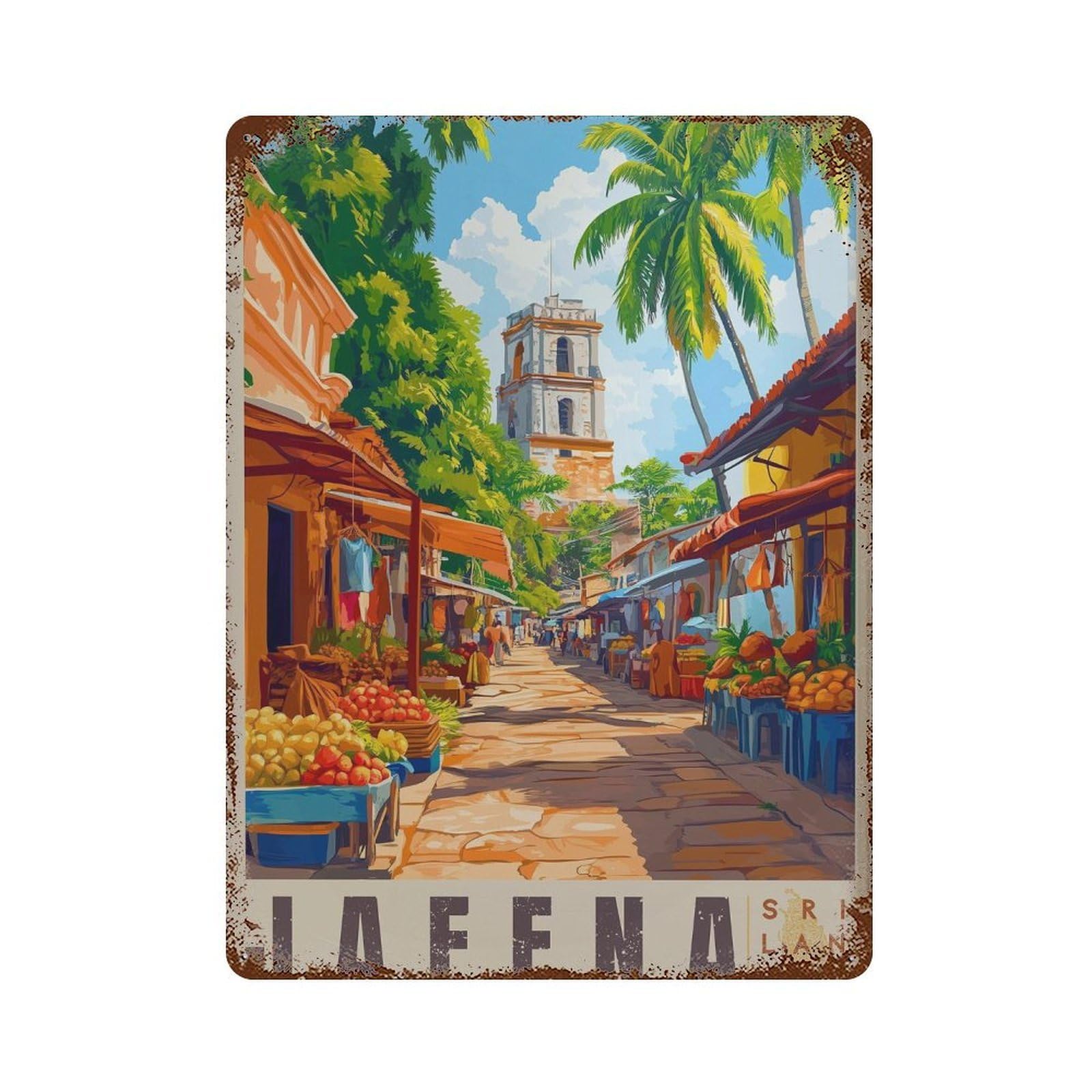 xiaoxiaoshen Jaffna Sri Lanka Travel South Asian (2) Wall Decor Art Metal Tin Poster Modern Home Decor Art Home Bar Shop Decorations Vintage Sign 40x30cm