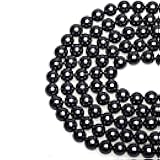 LPBeads 100PCS 8mm Black Onyx Beads Gemstone Round Loose Beads for Jewelry Making with Crystal Stretch Cord