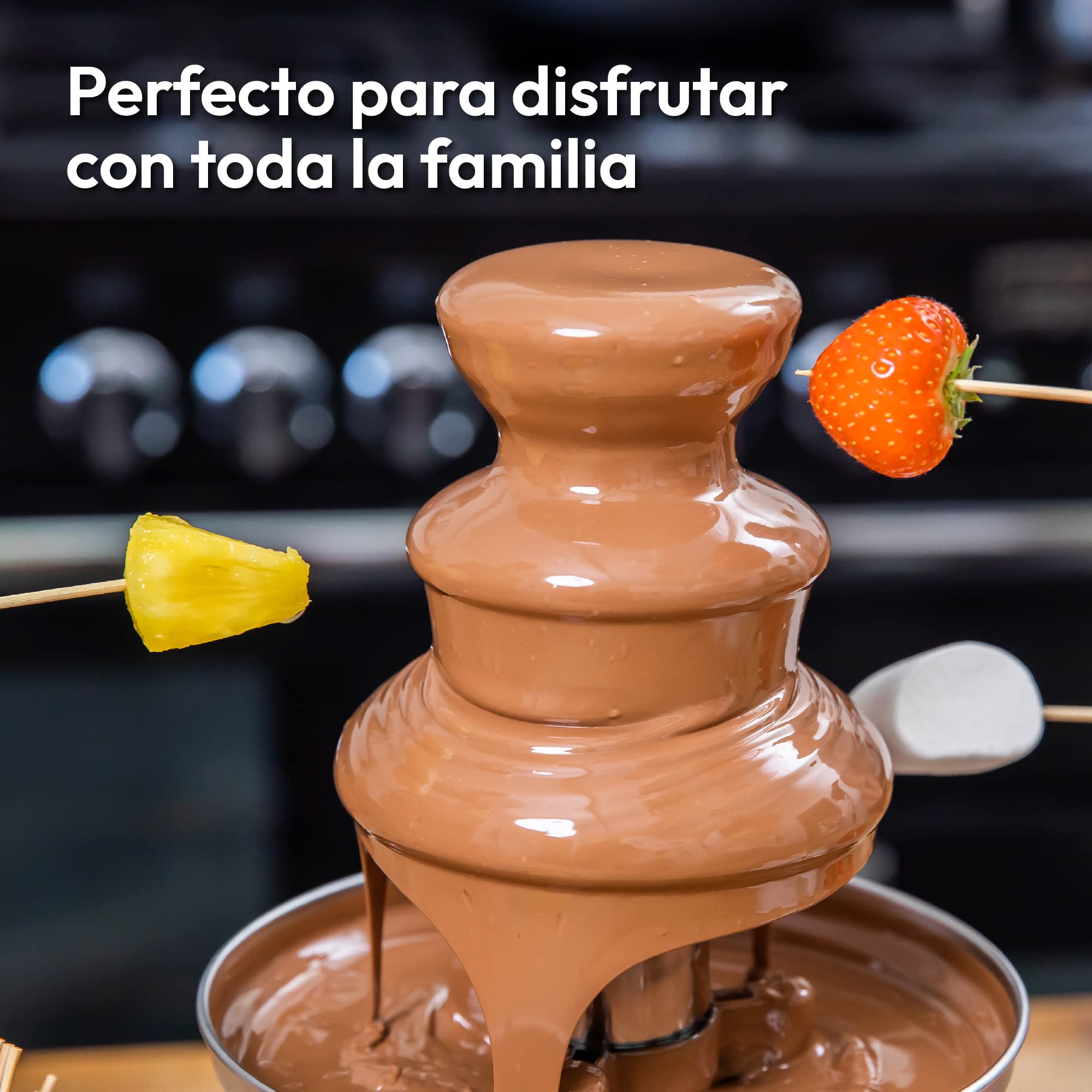 Fuente de chocolate Gadgy 3 niveles - Fuente de chocolate de acero inoxidable - Fuente de chocolate aspecto retro - Fondue de chocolate 90 Watt - Fuente de chocolate Rojo