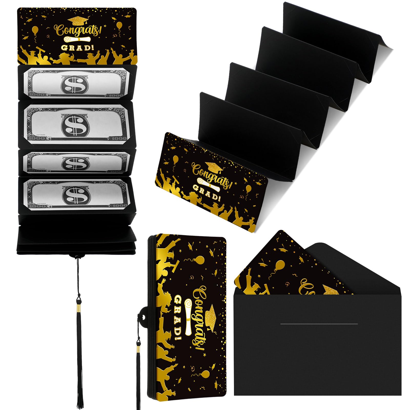 Humyoun 2026 Graduation Money Holder Gift, Party Cash Card Holder for College and High School Graduation Party Supplies, Black and Gold