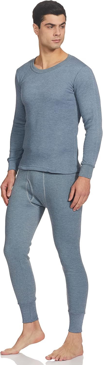 Mens Thermal Thermal Set Cotton Blend Round Neck Top Bottom Long Sleeve Slim Fit Top Bottom Set Top Bottom