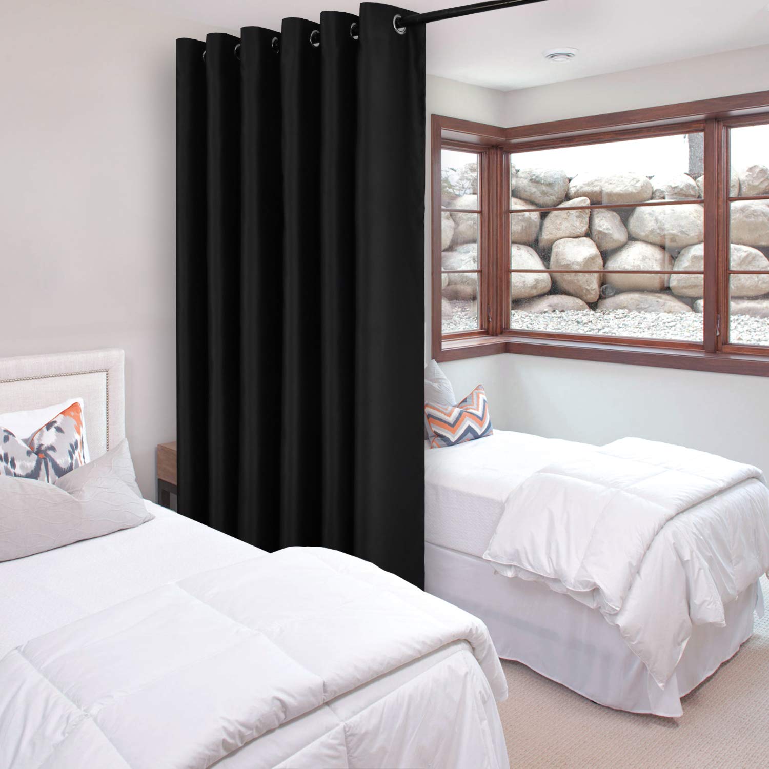 DWCN Total Privacy Room Divider Blackout Curtain - Thermal Curtains for Patio Door, Living Room, Bedroom Partition and Shared Office Space, 1 Grommet