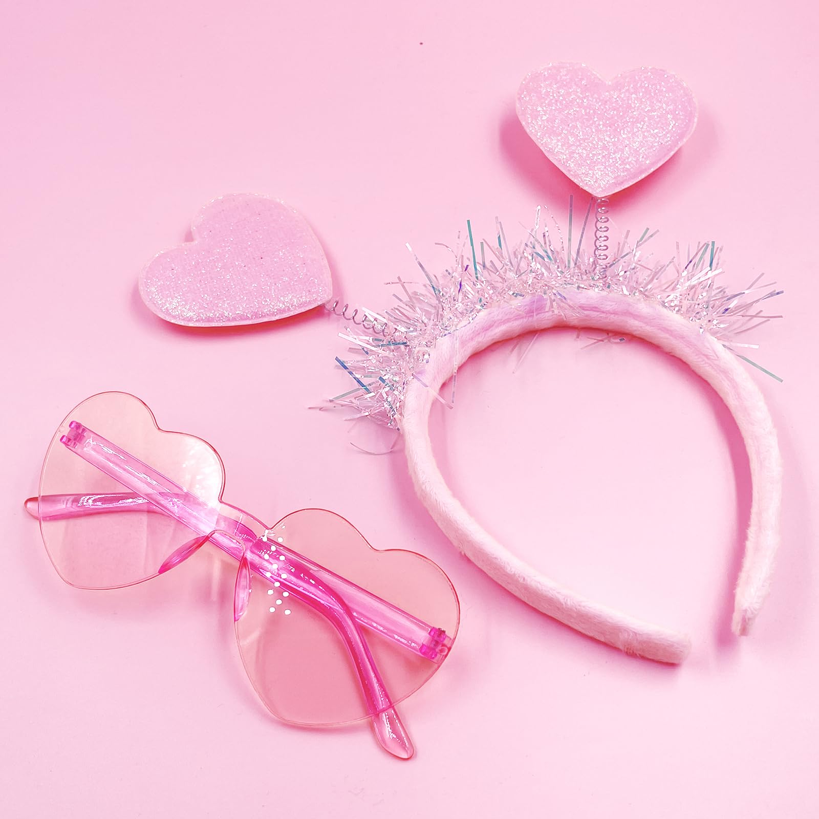Pink Valentines Day Heart Headbands and Heart Shape Sunglasses Cupid Costume Valentines Day Outfit Women