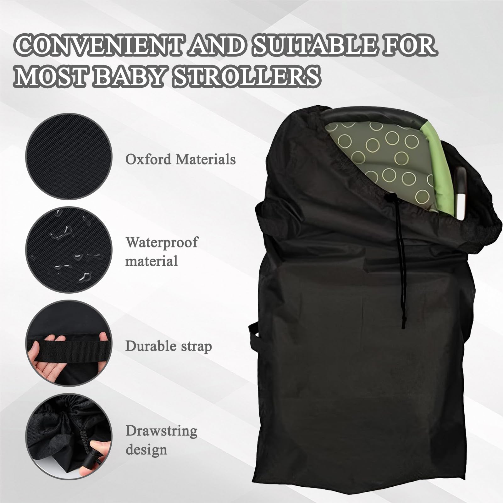 GMHLLES 50 * 52 * 20cm Stroller Bag for Airplane Small Pram Travel Bag for Airplane Portable Durable Buggy Bag - Image 2