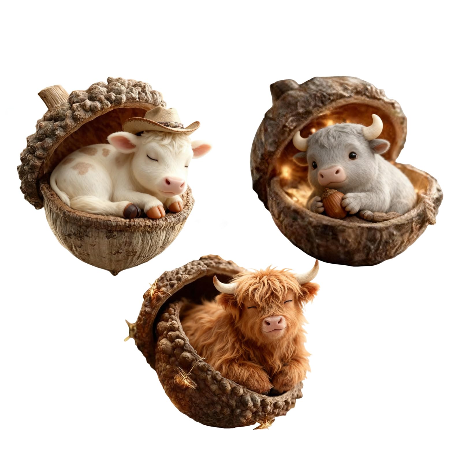 2D Acrylic Chritmas Highlands Cow Decors Funny Christmas Ornament Christmas Tree Hanging Decorations Cow Lover Outdoor Tree Decorations Hanging Xmases