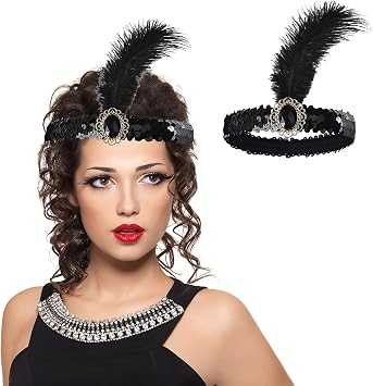 WLLHYF Feather Headwear, Flapper Headband Headpiece Hair Bows Hair