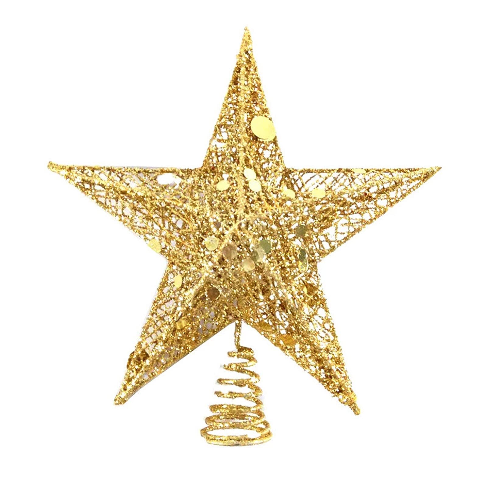 Labymos Glittered Tree Star Topper Gold Treetop Decoration Ornament for Home Festival Party 30cm