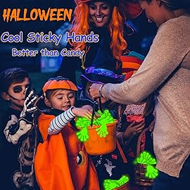 Thremhoo 40Pcs Glow in the Dark Sticky Hands Kids Party Favor Supplies Goodie Bag Stuffer Pinata Return Gift Stretchy Class Prize Carnival Sensory Goody Party Pinata Filler Treasure Box Bulk Toy