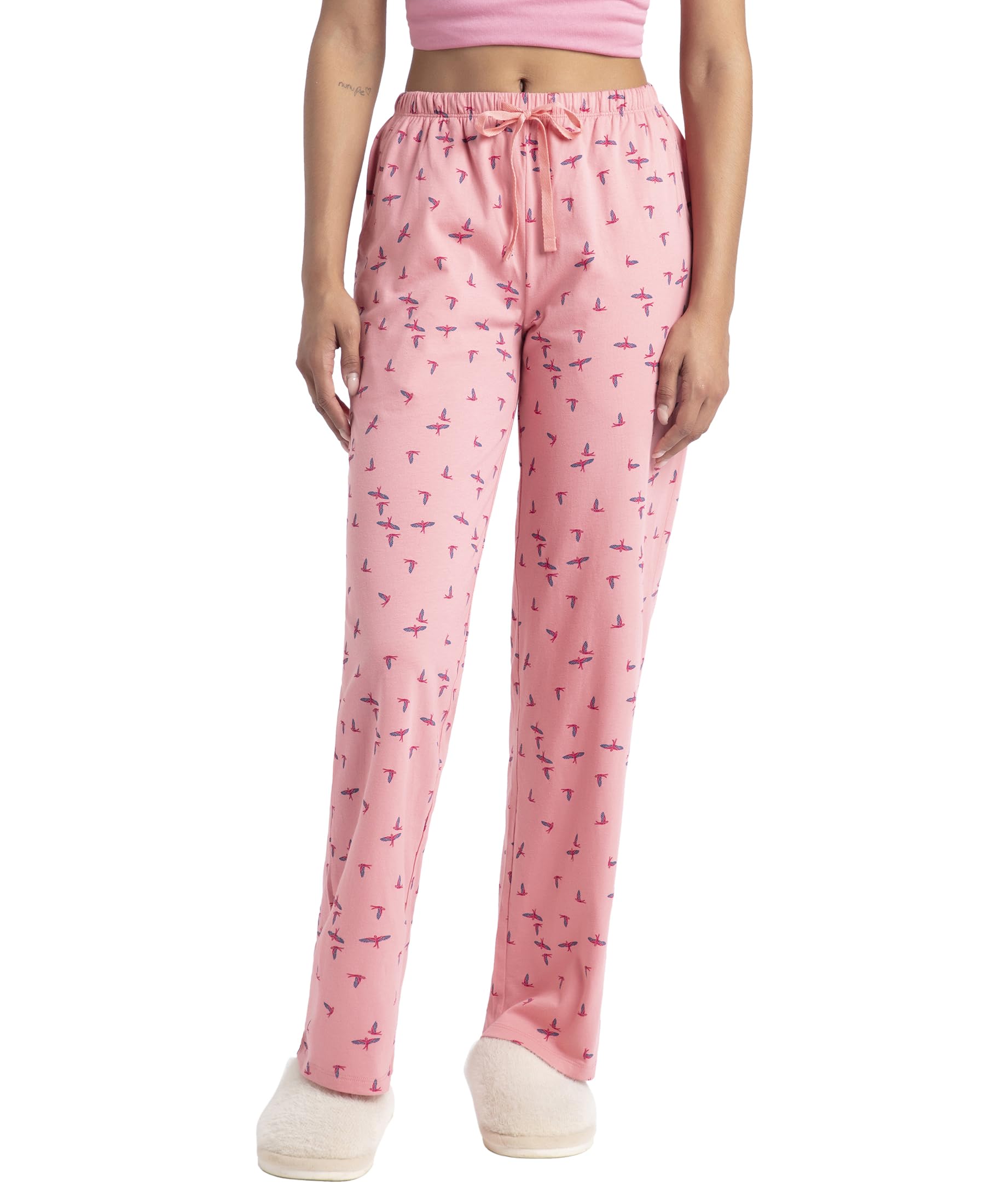 jockey RX88 Women's Super Combed Cotton Printed Pyjama with Side Pockets_Brandied Apricot_M-picture-38