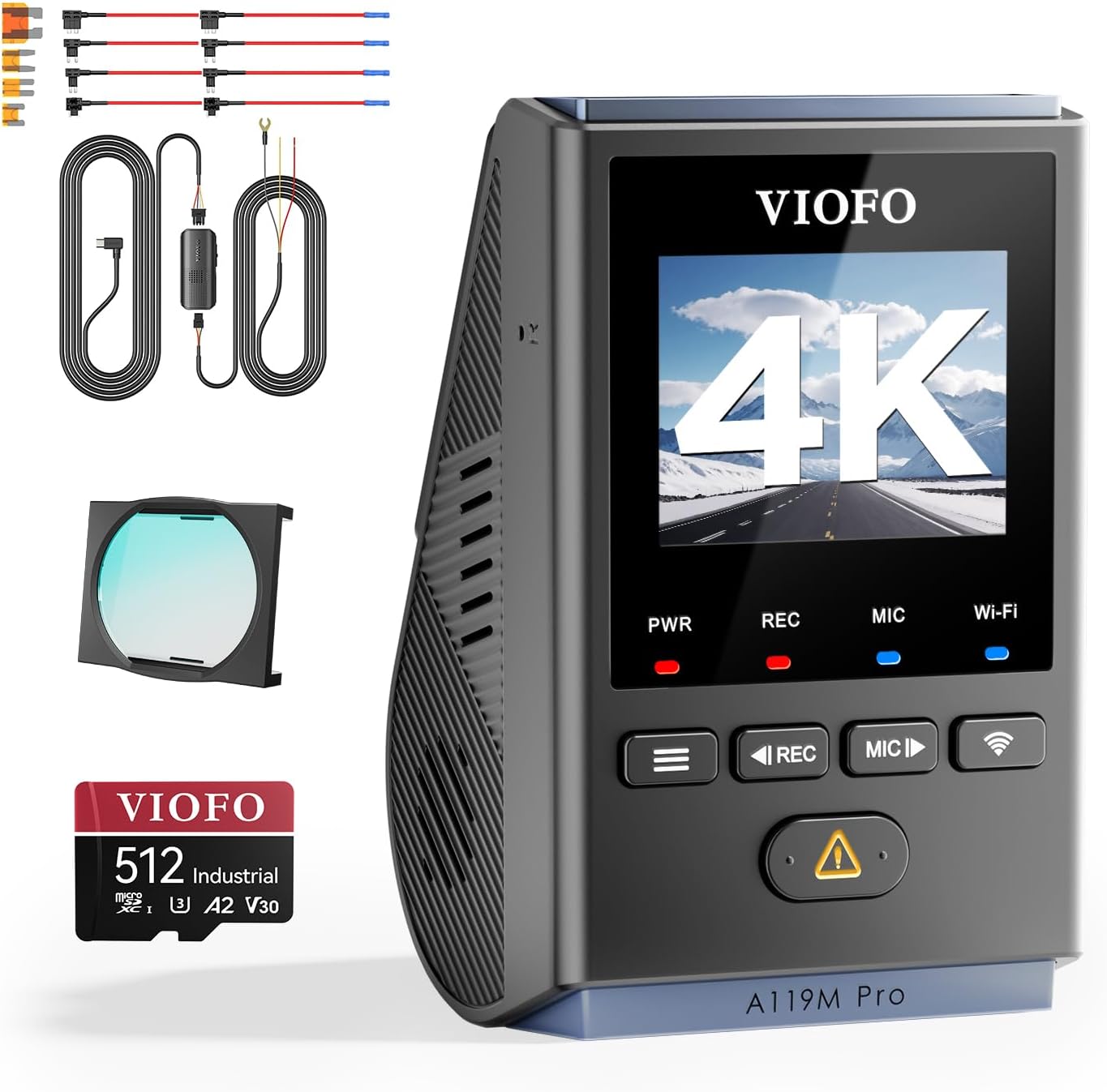 【Bundle: VIOFO A119M Pro+512GB SD Card+HK6 Hardwire Kit】 VIOFO A119M Pro 4K HDR MINI Dash Cam, STARVIS 2 IMX678 Sensor, Front Dash Camera for Cars