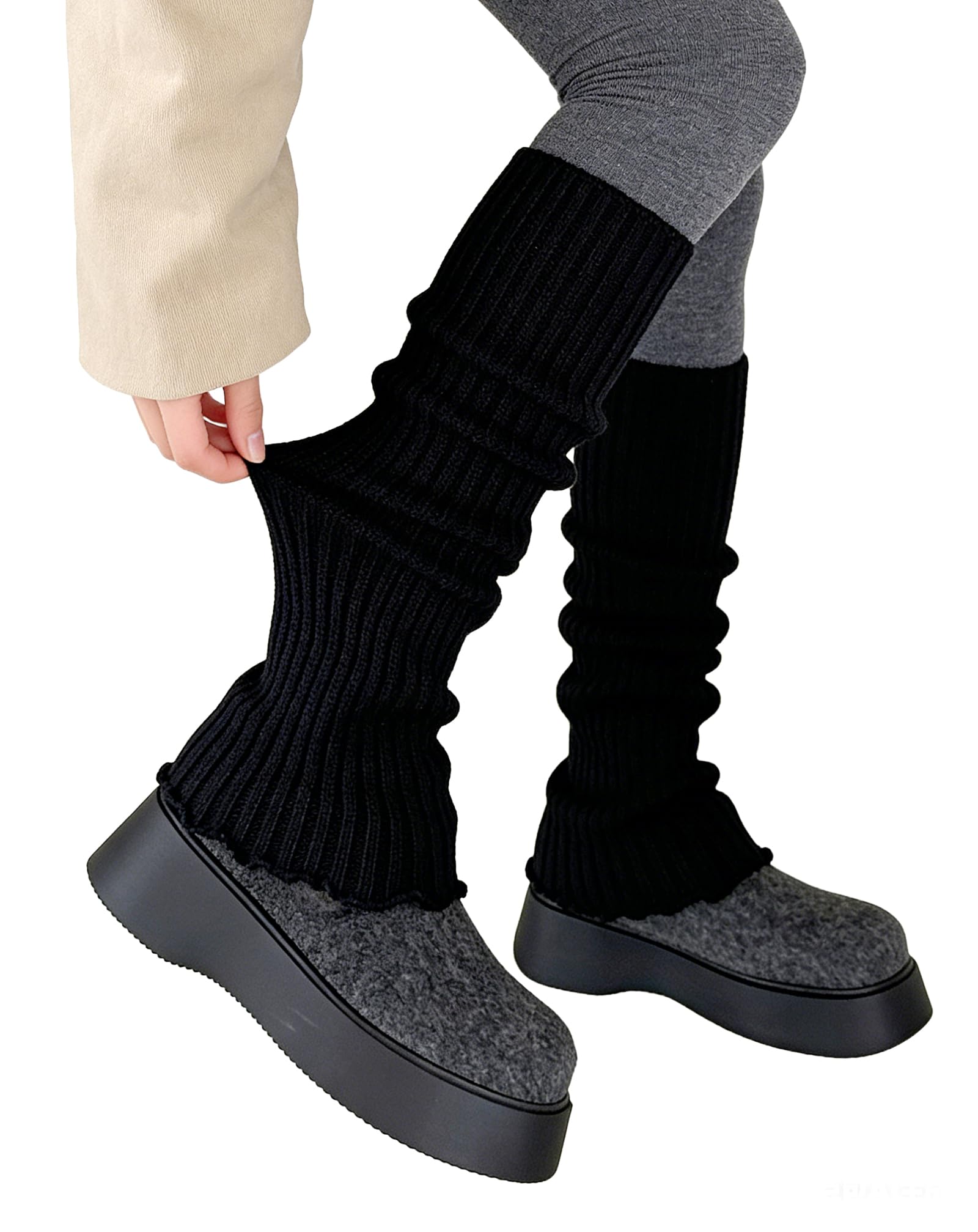 Leg Warmers for Women Girls Y2k Kawaii Ruffle Leg Warmer Cute Knit Long Socks Lolita Gyaru Harajuku Clothes