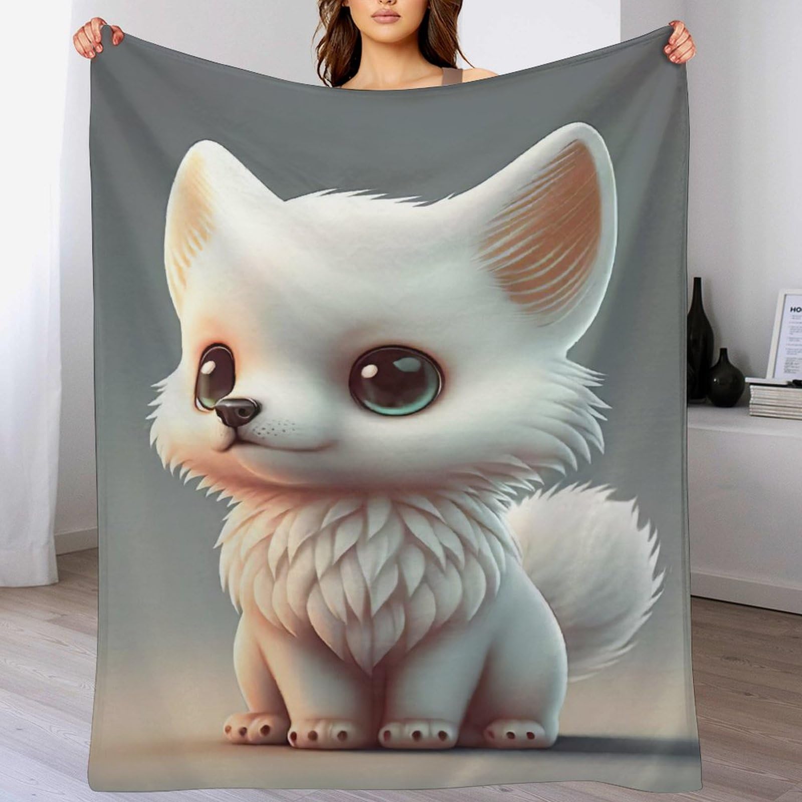 Plaid couverture renard en flannel polaire douce et moelleuse pour lit et canapé 130x180cm