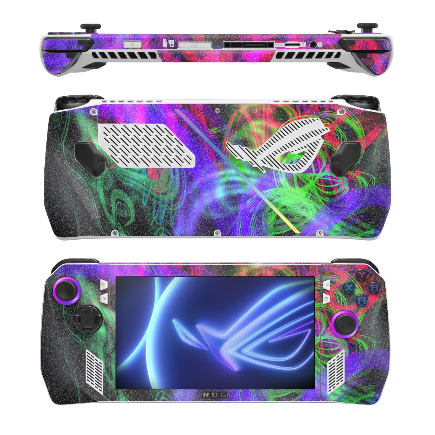 MightySkins Glossy Glitter Skin Compatible with Asus ROG Ally - Neon Splatter | Protective, Durable High-Gloss Glitter Finish | Easy to Apply
