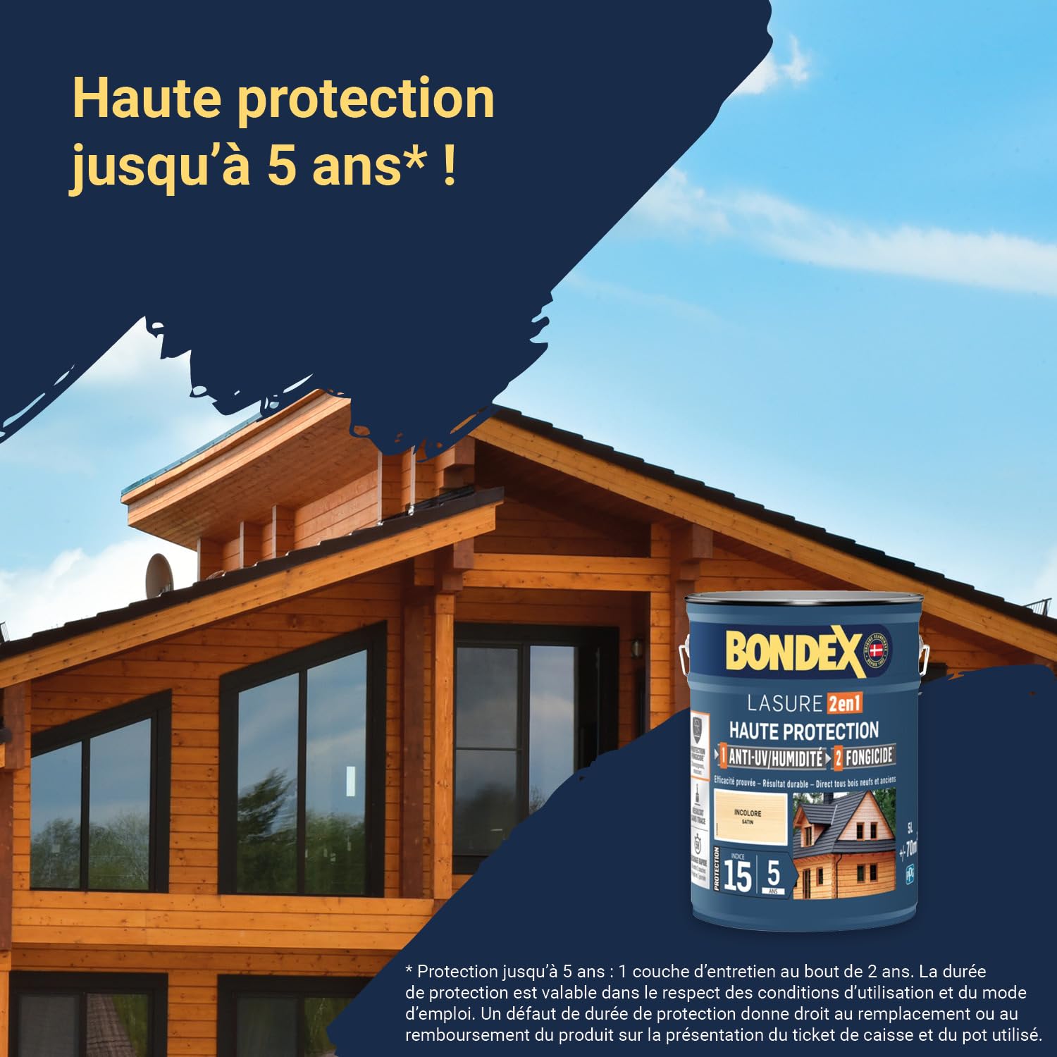 Lasure 2 en 1 Haute protection - Chene moyen satin - BONDEX - 5 L