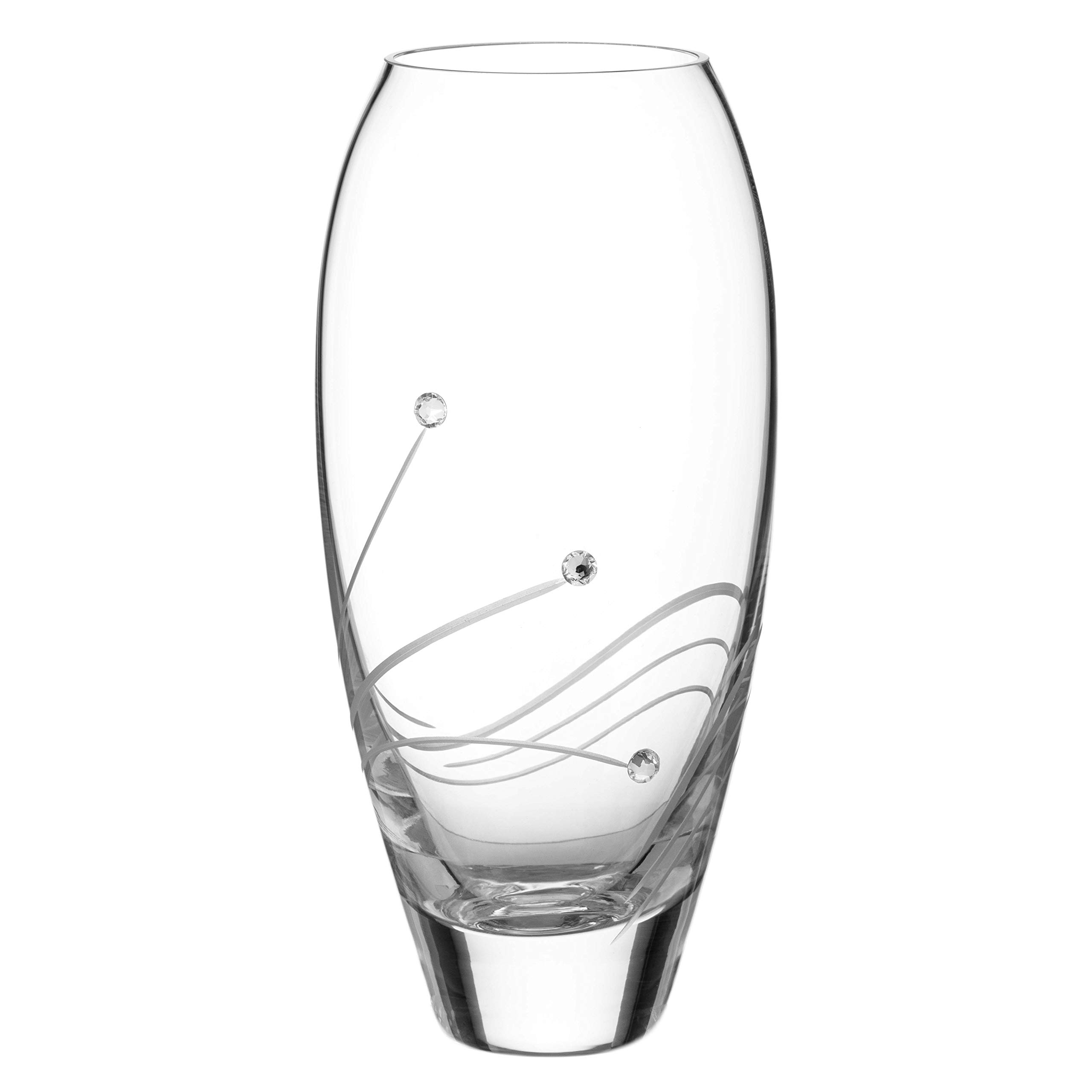 Diamante Clear Bud Vase 'Glasgow' - Hand Cut Crystal Vase With Swarovski Crystals - 18Cm (7 Inches Tall) Small