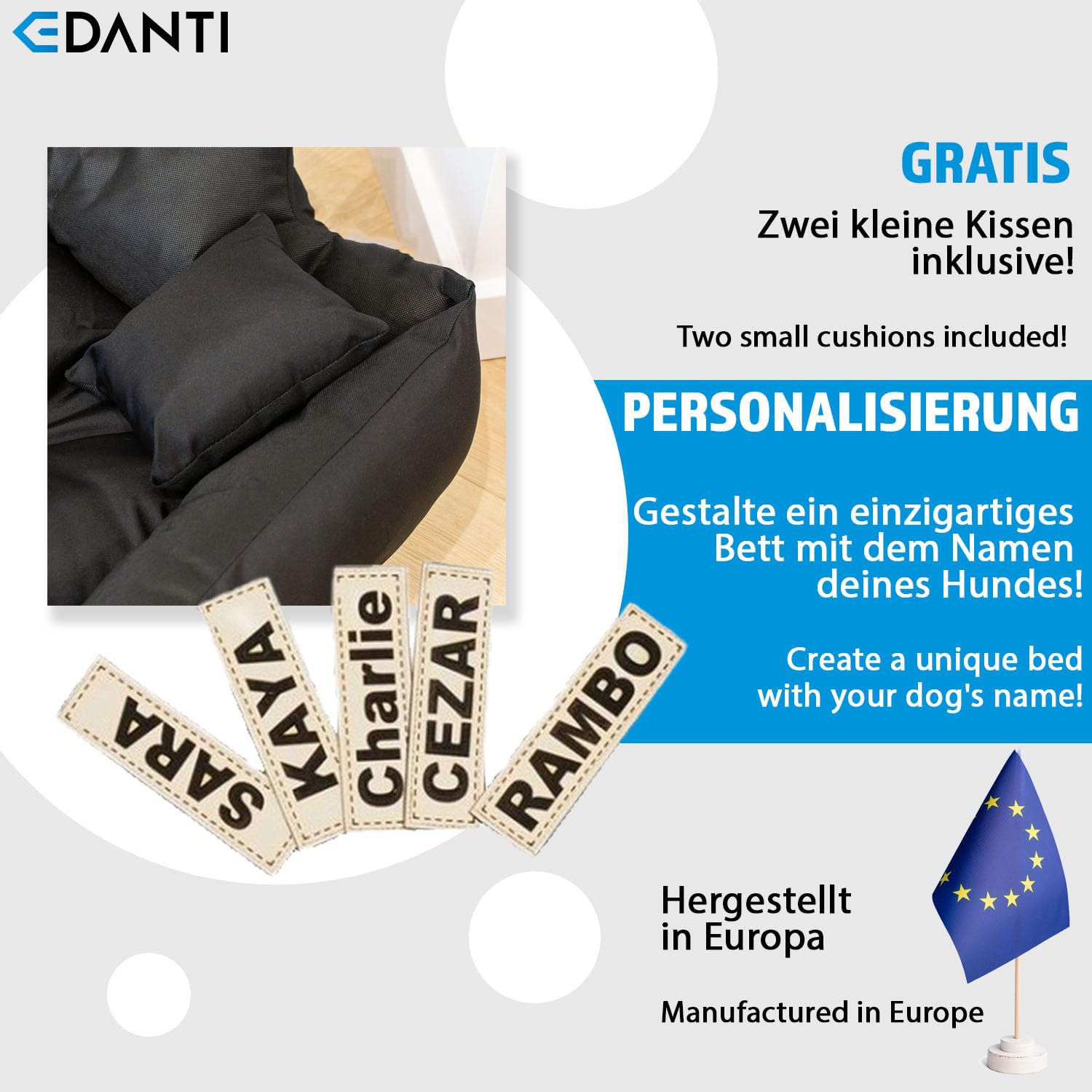 Gepersonaliseerd luxe hondenkussen leer met naam LIMITED - Meola Leather Dogs