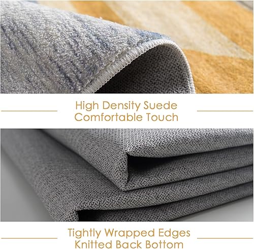 Miniatura 3 de Finoren - Alfombra abstracta a rayas, 5 x 7 pies, para sala de estar, dormitorio, pasillo, comedor, respaldo antideslizante, alfombra decorativa