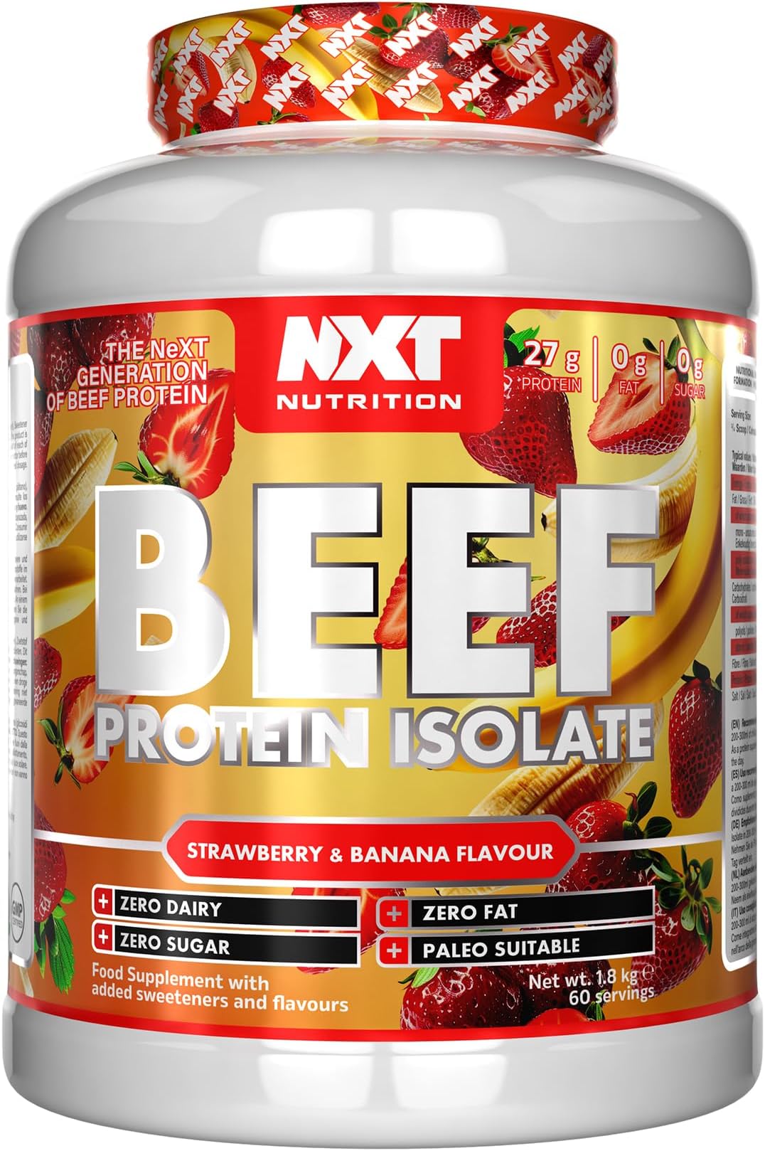 NXT Beef Protein Isolate Strawberry & Banana 1.8kg 60 Servings