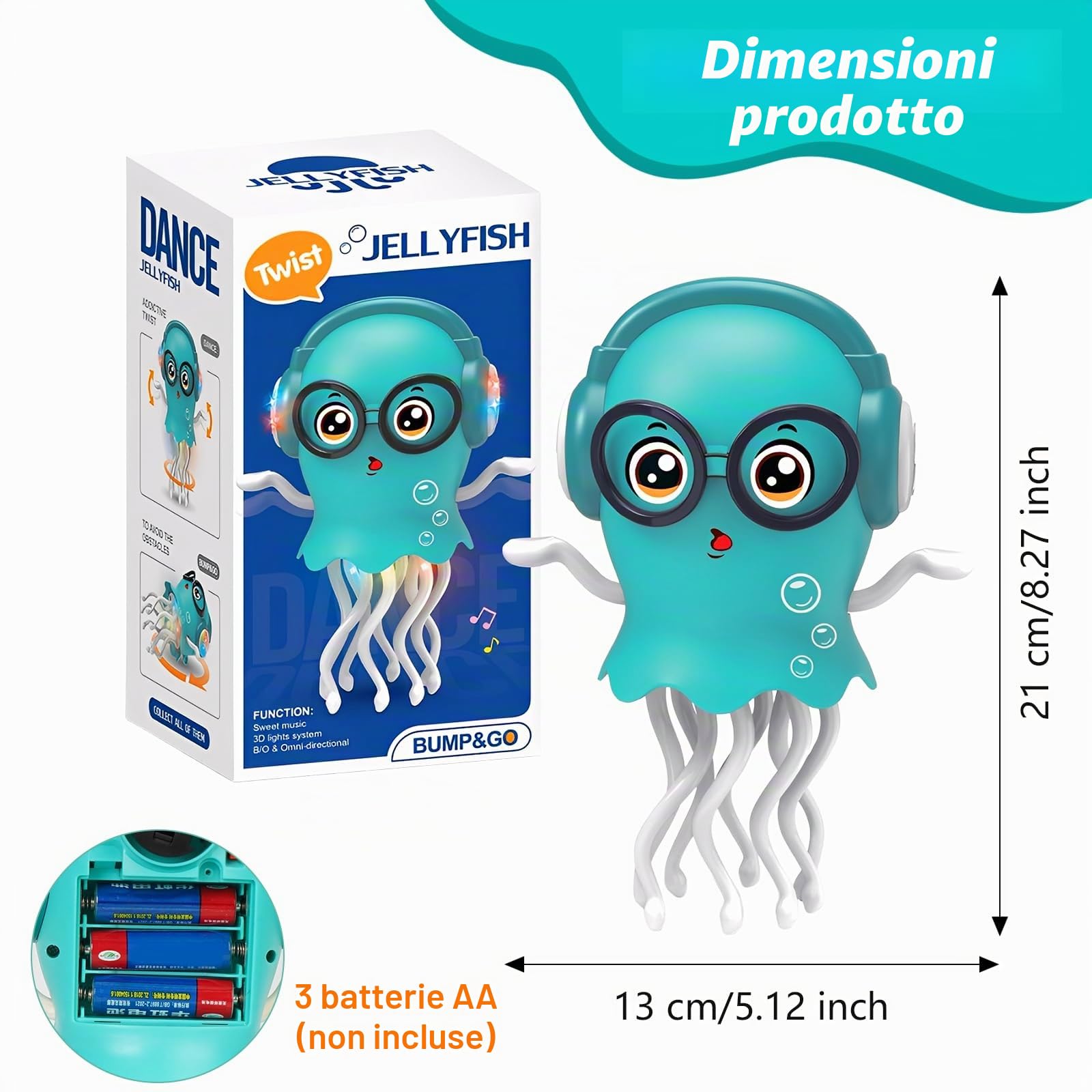HOSSOM Giocattolo Medusa Danzante e Strisciante con Luce e Musica, Giocattolo Elettrico per Meduse Striscianti, Regalo di Compleanno Divertente