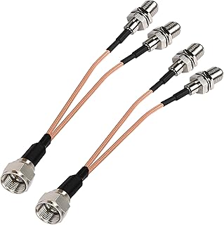 MEIRIYFA F-Type Splitter Coax Cable F Male to Dual Female Adapter 50Ohm TV Antenna 3 Way RG316 Y TV Splitter Coaxial Cable for VCR Antenna Satellite (2 Pack)…