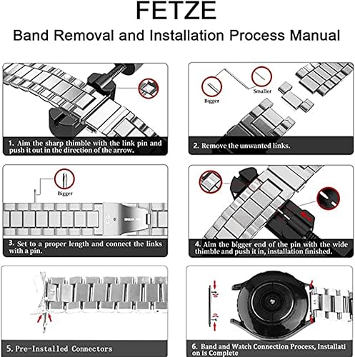 Miniatura 3 de Correa de reloj de acero inoxidable de 0.866 in de repuesto que contiene, correa de reloj de repuesto de metal de acero inoxidable para SmartWatch