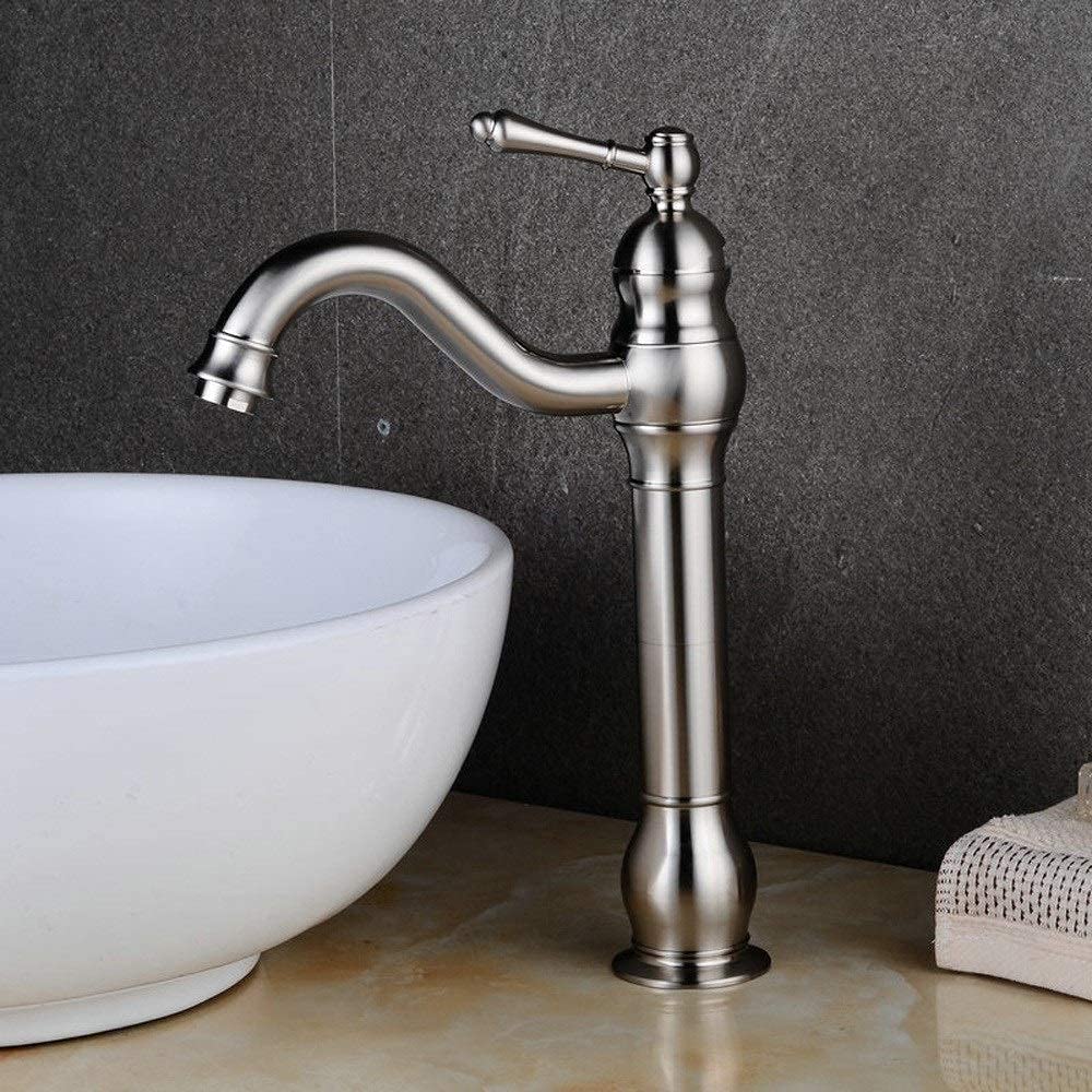 Robinet mitigeur d'évier de cuisine et salle de bains en bronze argenté avec tuyaux eau chaude froide