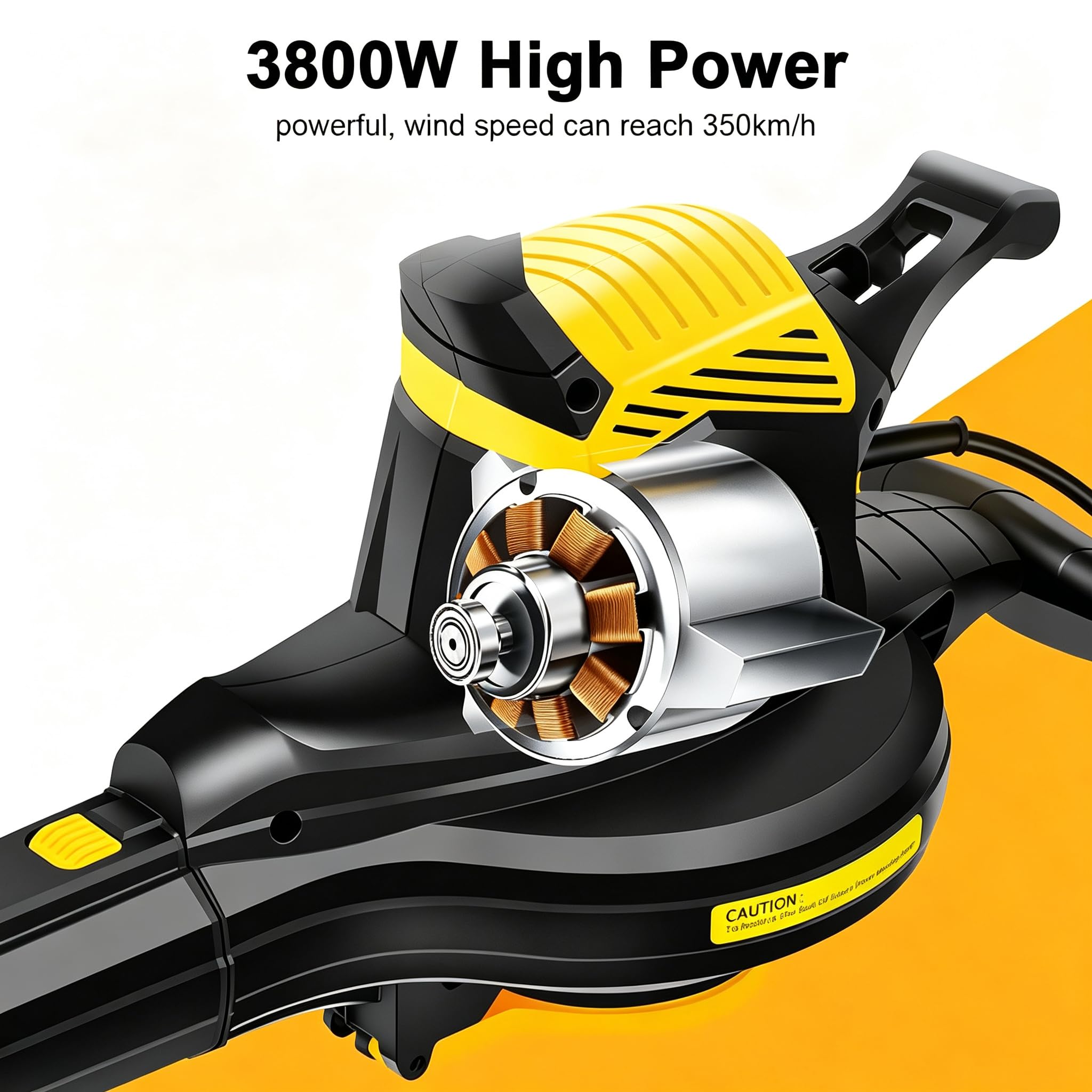 Sopladores de jardín inalámbricos 3 en 1, soplador eléctrico 6 velocidades | Función 3 en 1 Soplado / Aspiradora / Triturado, Motor de Alta Potencia de 3800W, Multi-Escenario