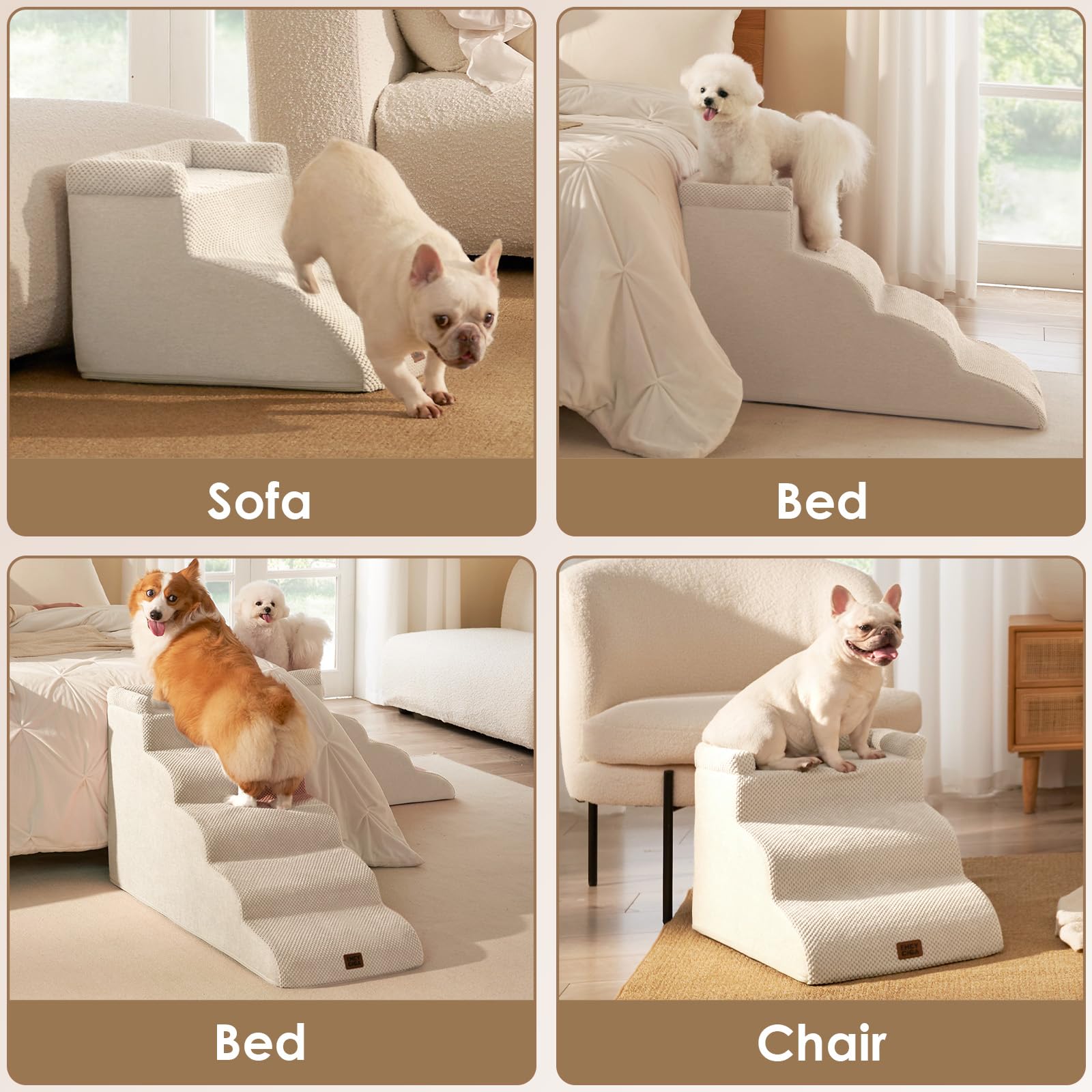 EHEYCIGA Scala per cani di piccola taglia 35.5cm, Beige