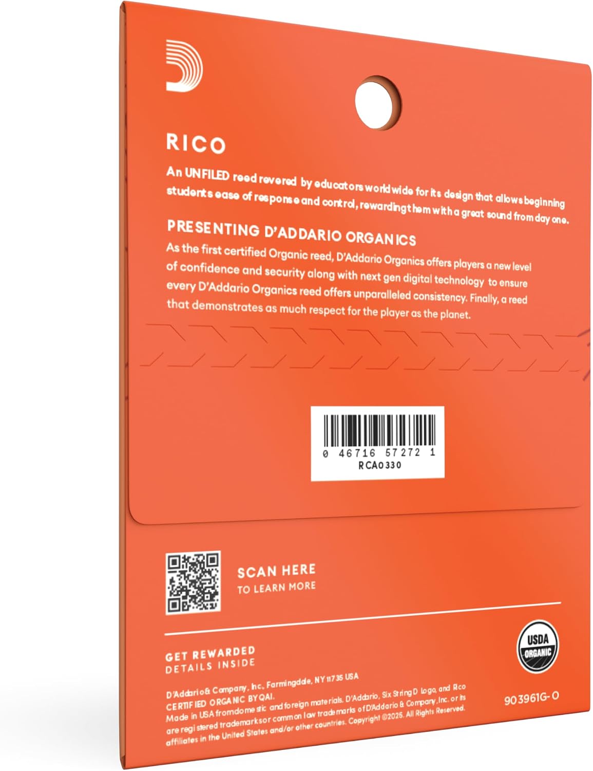 Rico Organic Bb Clarinet Reeds, Strength 3.0, 3 Pack image 2