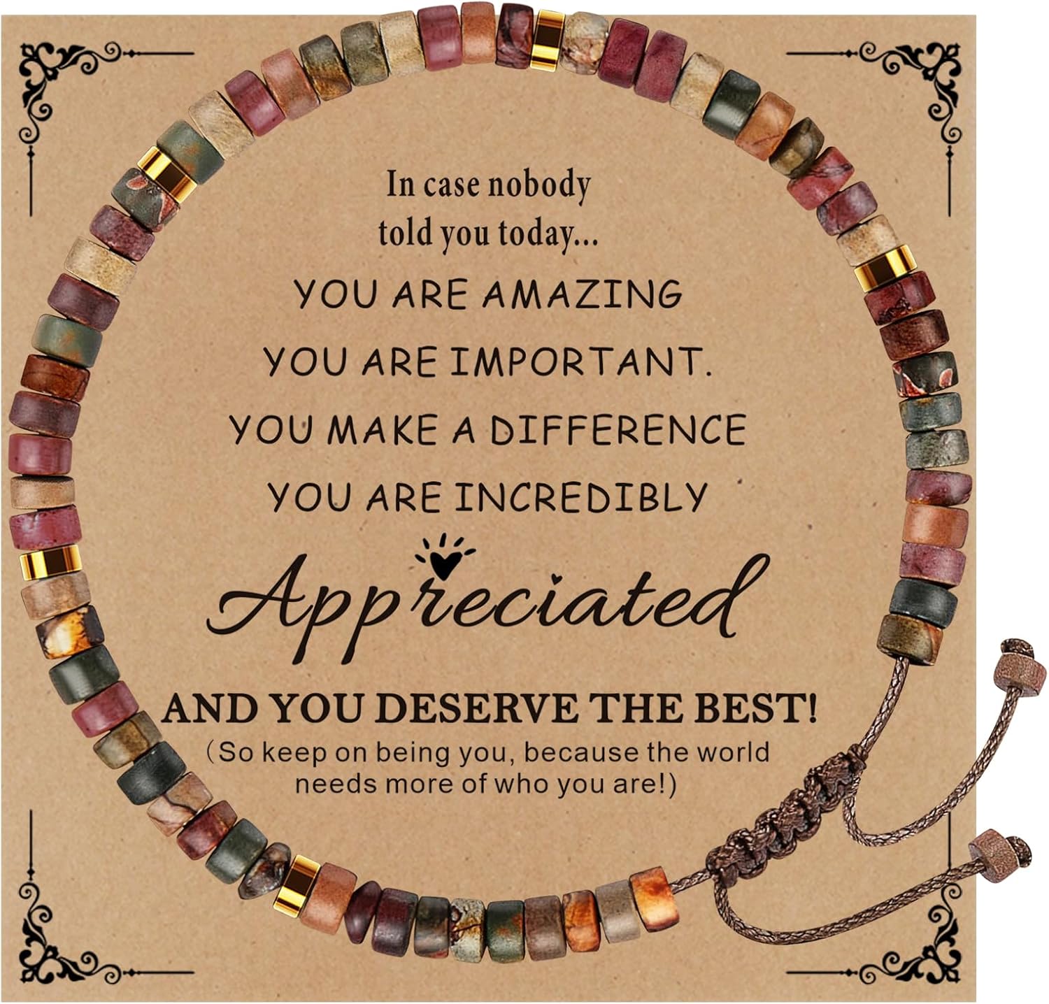 TAGOMEI Inspirational Gifts Bracelets for Women Healing Natural Stone Beaded Bracelets Thinking of You Get Well Soon Gift for Women Valentines Mothers Day Birthday Gifts for Women Friends Sister Mom