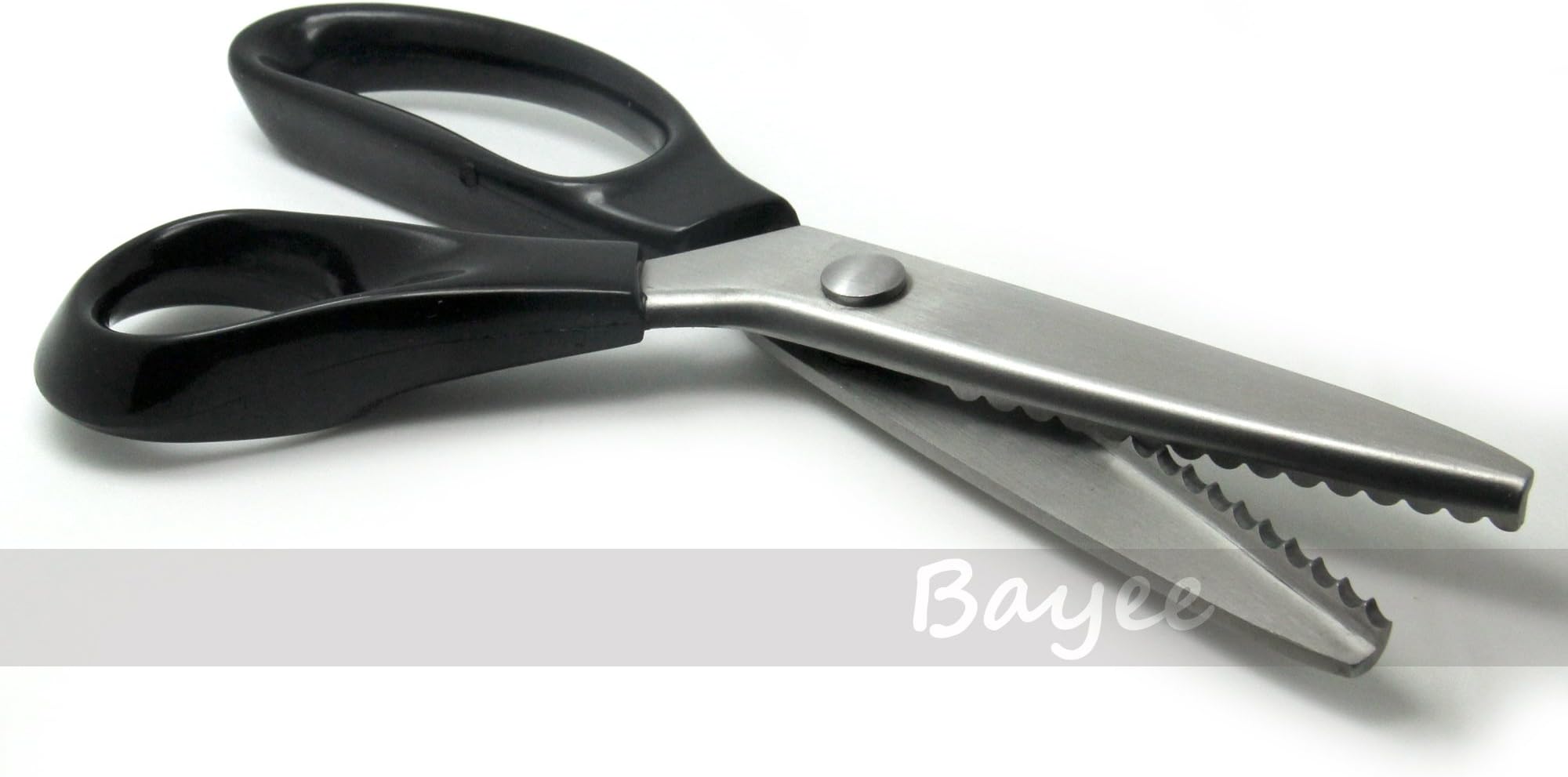Bayee 5mm Professional Dressmaking Scalloped Edge Pinking Shears Scissors for Thin Fabrics, Linings, Leather, Craft Uses