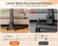 Vista 6 de JOY worker Escritorio móvil plegable de pie, escritorio de pie ajustable en altura, mesa de computadora portátil con ruedas inclinable de 90°