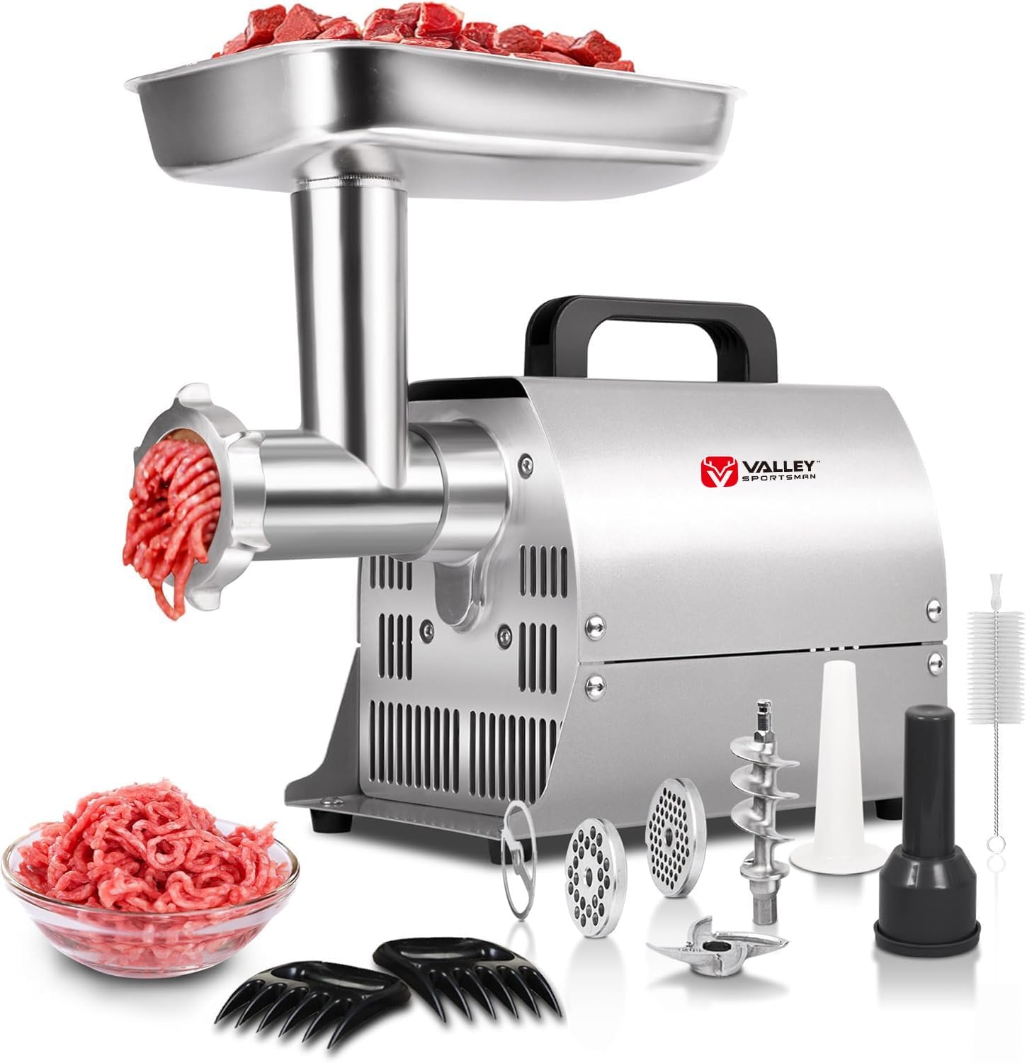 #8 Meat Grinder, Sausage Stuffer, Stainless Steel Electric Meat grinder Heavy Duty, 0.4 HP 300W, Sausage Maker & Cleaning Brushes for Home & Commercial Use