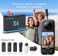 Pachet încărcător baterii Melasta pentru camera Insta360 X4, baterie de schimb Li-ion 3.85V 2500mAh, 2 acumulatori și 1 încărcător cu două porturi 3