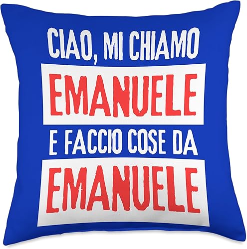 Emanuele Idea Regalo Personalizzata con Nome Ciao Sono Faccio Cose Da Emanuele Personalizzato Throw Pillow, 18x18, Multicolor