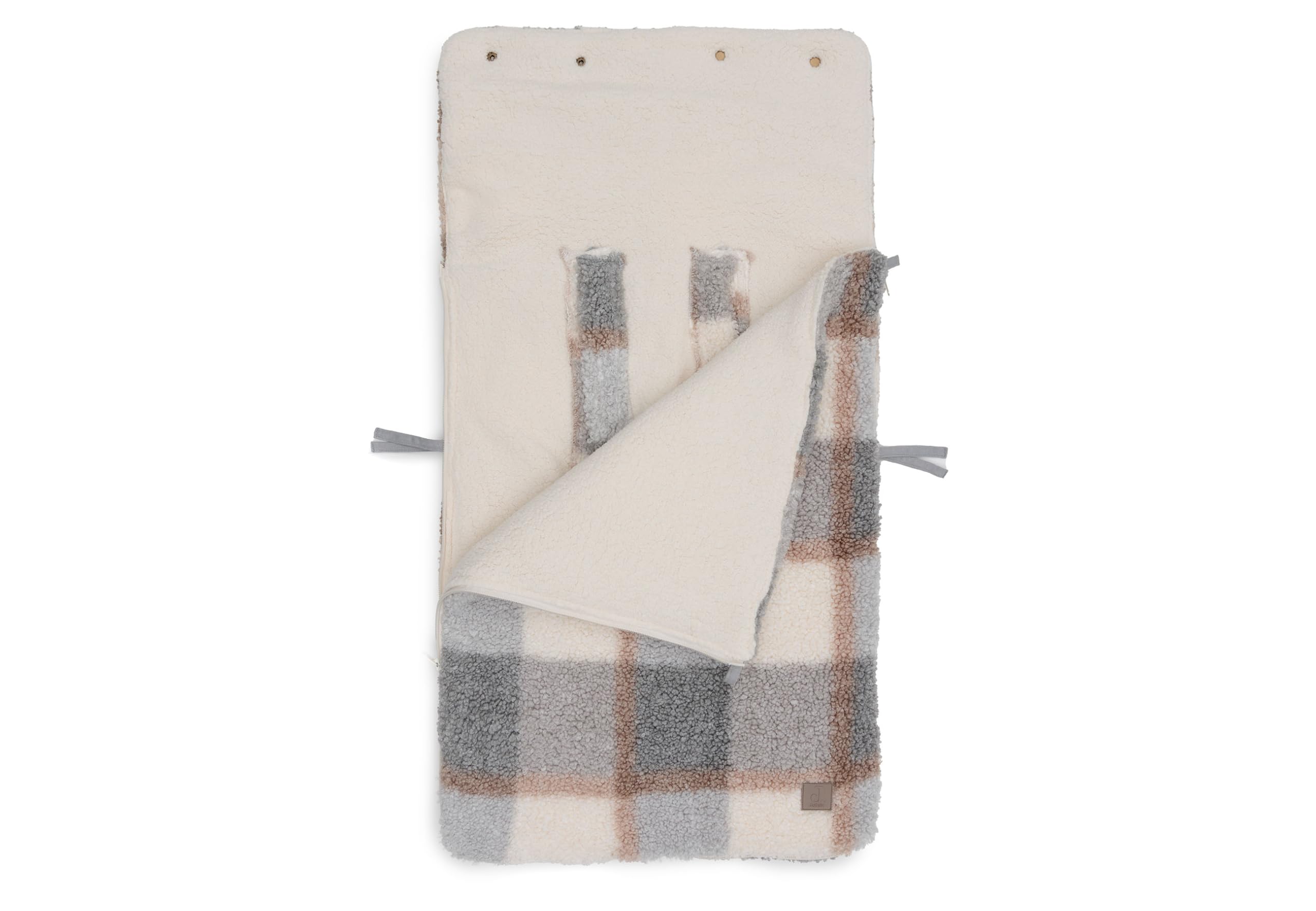 Jollein Check Boucle Teddy - Saco infantil para silla de coche del grupo 0+ y cochecito de bebé, para cinturón de 3 y 5 puntos