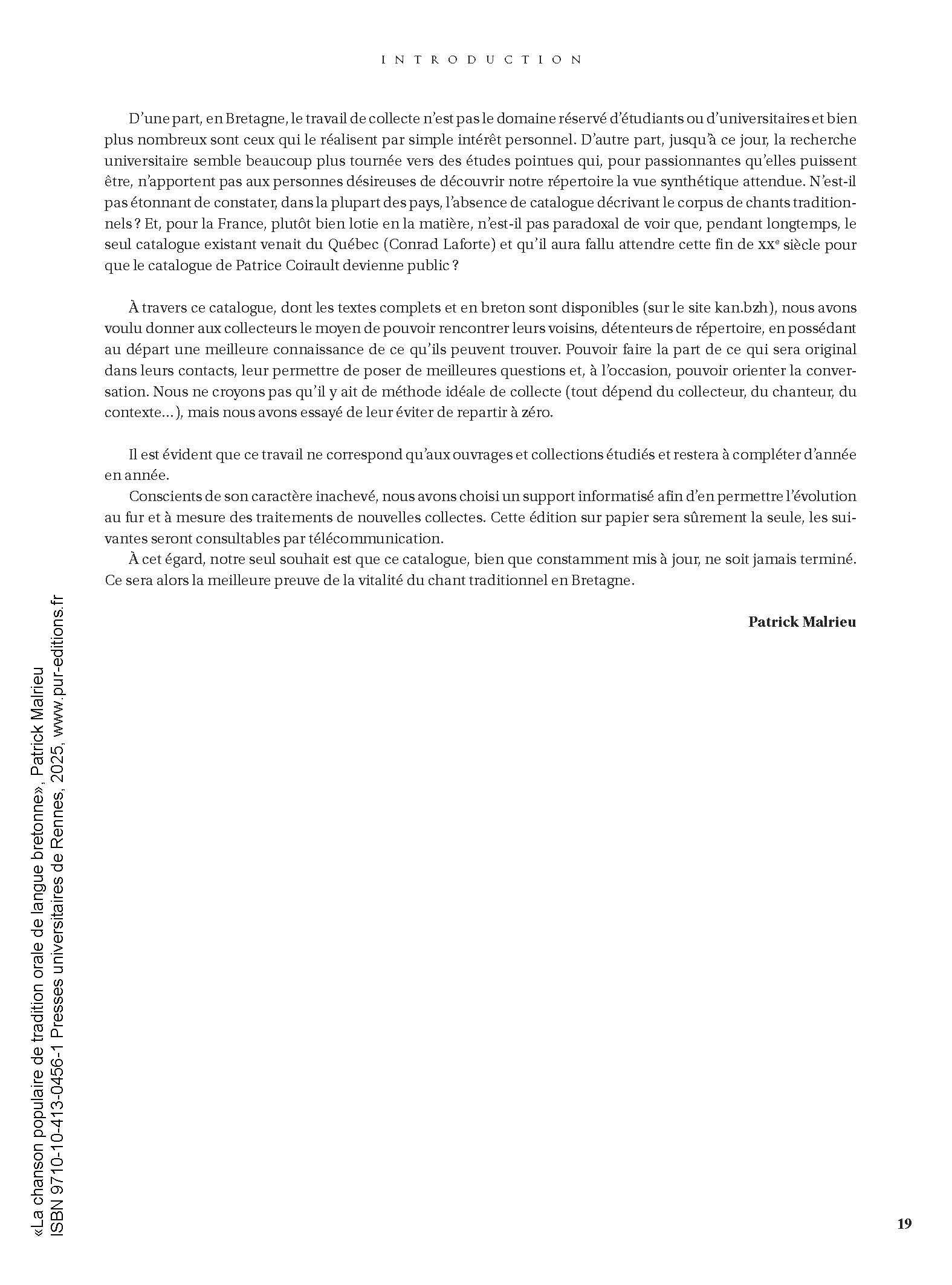 La chanson populaire de tradition orale en langue bretonne: Contribution à l'établissement d'un catalogue