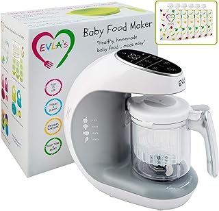 Baby Food Maker, Food Processor Blender Grinder Steamer | Cooks & Blends Healthy,Homemade Food in Minutes | Self Cleans | Touch Screen Control | 6 Reusable Pouches