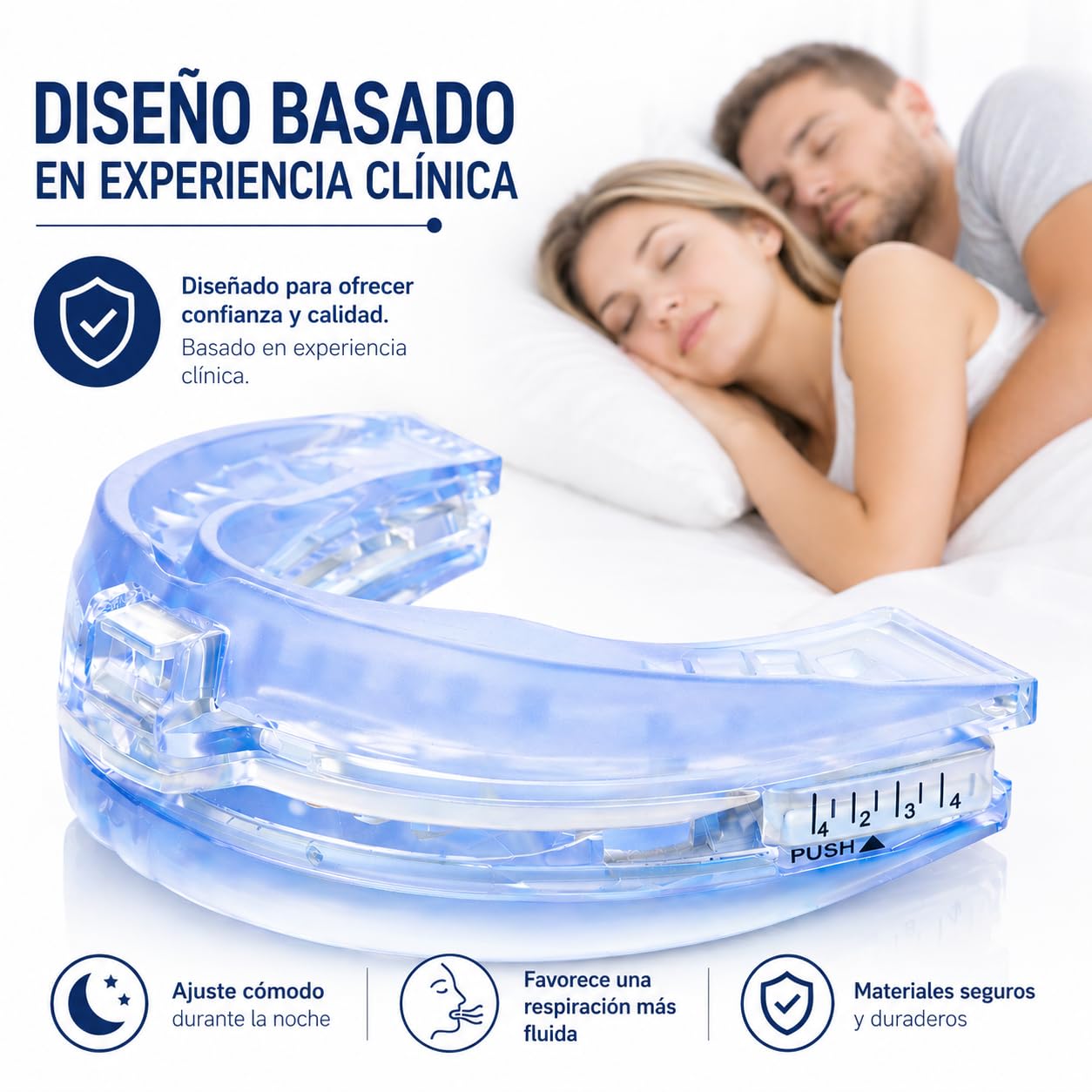 Férula Antirronquidos de Avance Mandibular Revisada por Higiénista Dental- Termoformable- Dispositivo de Avance Mandíbular -Ayuda a Reducir los Ronquidos, Guía Diseñada por Higiénista.