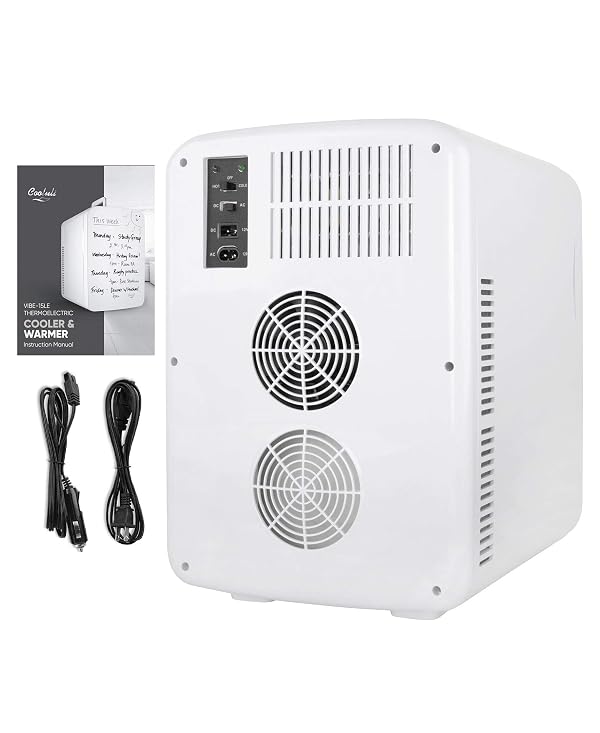 Cooluli Vibe Mini Fridge for Bedroom - With Cool Front Magnetic Whiteboard - 15L Portable Small Refrigerator for Travel, Car & Office Desk - Plug In Cooler & Warmer for Food, Drinks & Skincare (White) by Cooluli - Image 7