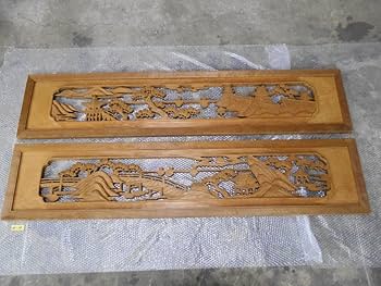 Amazon.co.jp: 25-14 彫刻欄間 2枚セット 和室、古民家、レトロ