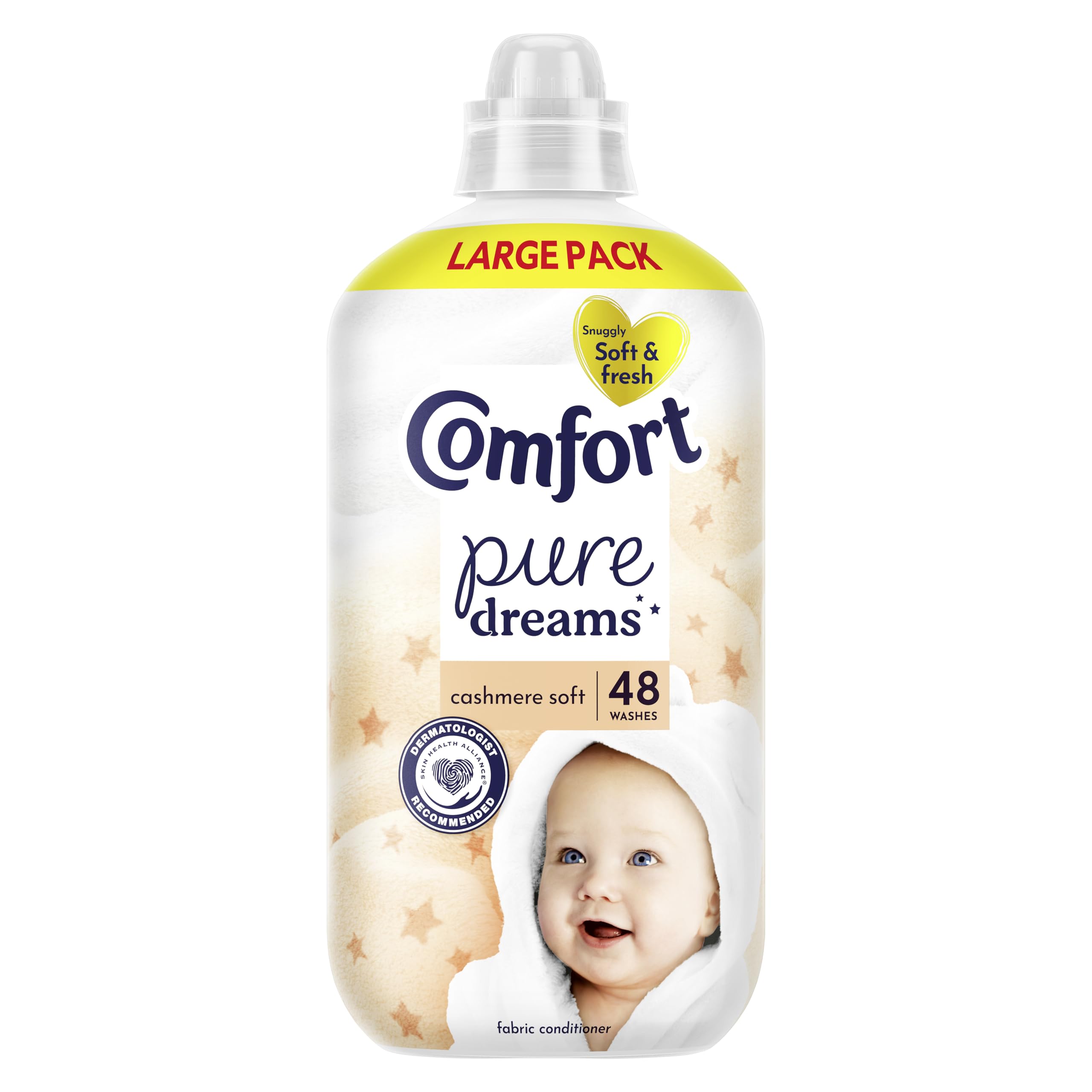Comfort Pure Dreams Cashmere Soft Fabric Conditioner Dermatologist-Recommended Gentle Next to Sensitive Skin 48 washes (1.44 L)