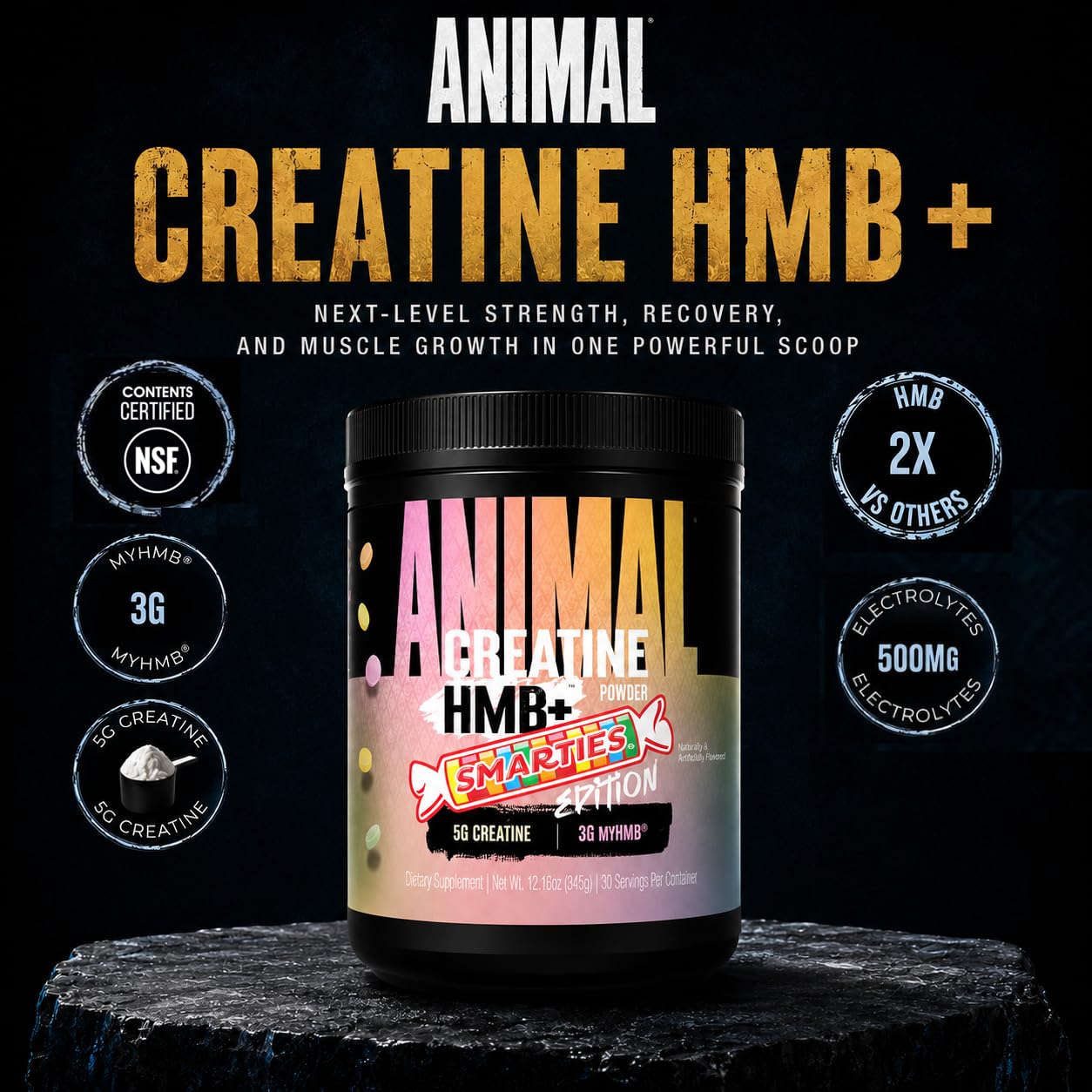 Animal Creatine Monohydrate HMB+ for Men & Women | Smarties 30 Servings — Amazon image 2