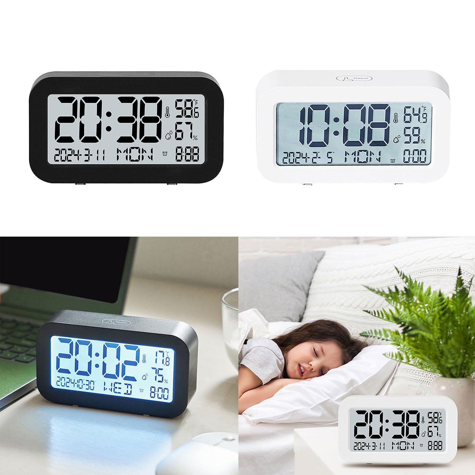 Sveglia LED Controllo Vocale FIRSTXIU - Con Temperatura E Umidità