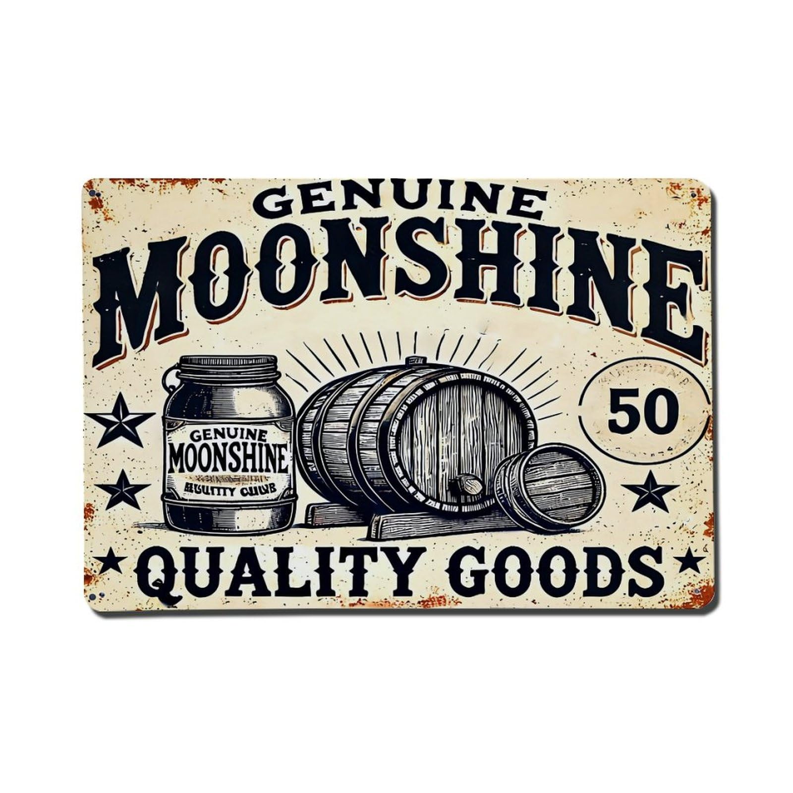 Genuine Moonshine Quality Goods Barrel Jar Tin Sign Metal Poster Vintage Metal Signs for Home Man Cave Bar Cafe Kitchen laundry room Wall Decorations Gift 8x12Inch